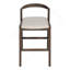 Tabouret de bar d'intérieur en bois d'hévéa, finition brun foncé et revêtement beige, ensemble de 2-839277157