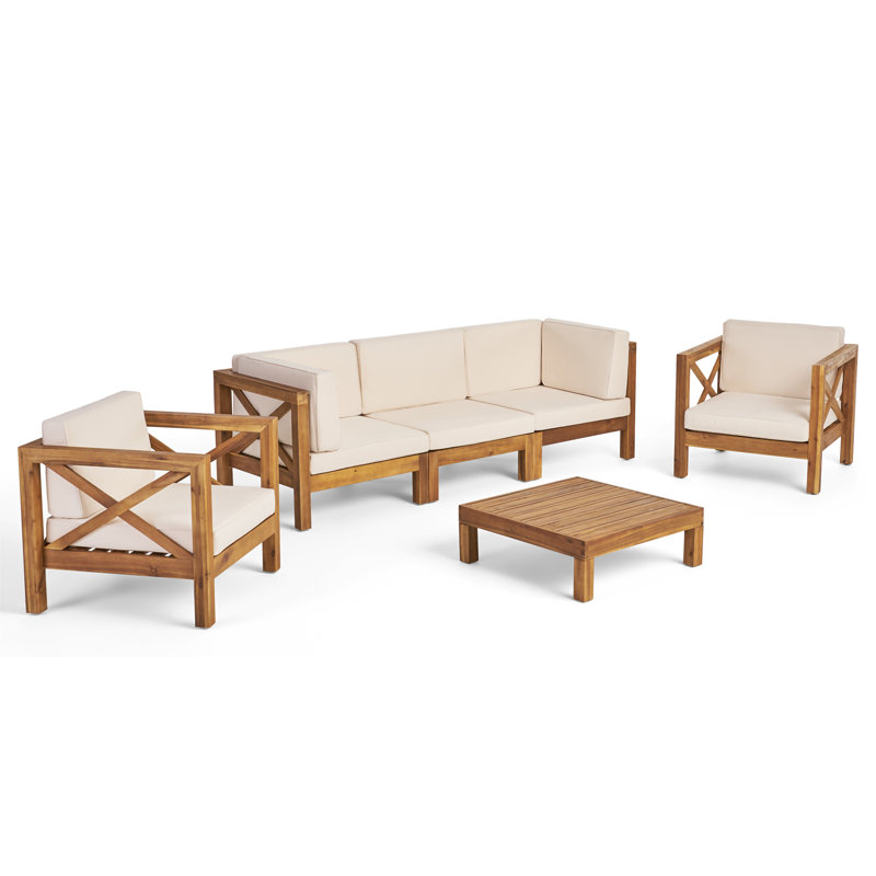 Raymo Acacia 5 - Person Patio Conversation Set with Cushions, Beige
