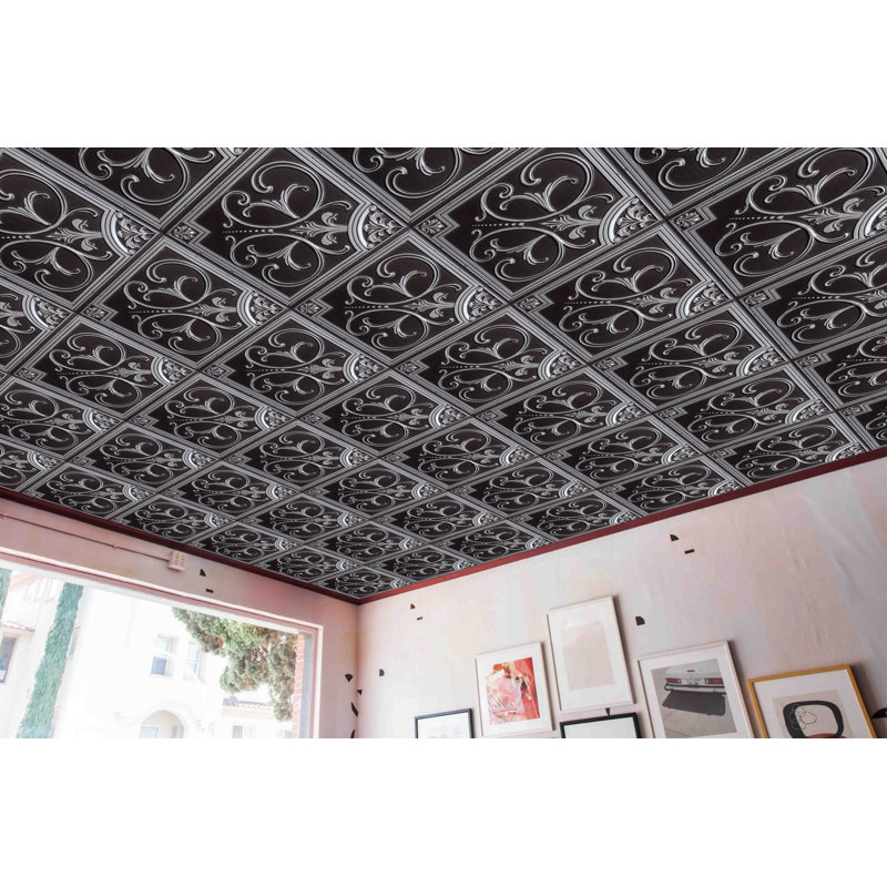 Carreau de plafond en PVC 2 pi x 2 pi Falkirk Perth, Argent antique