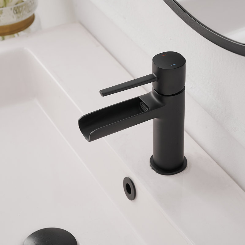 Single-Hole Single-handle Bathroom Faucet with Drain Assembly, Matte Black