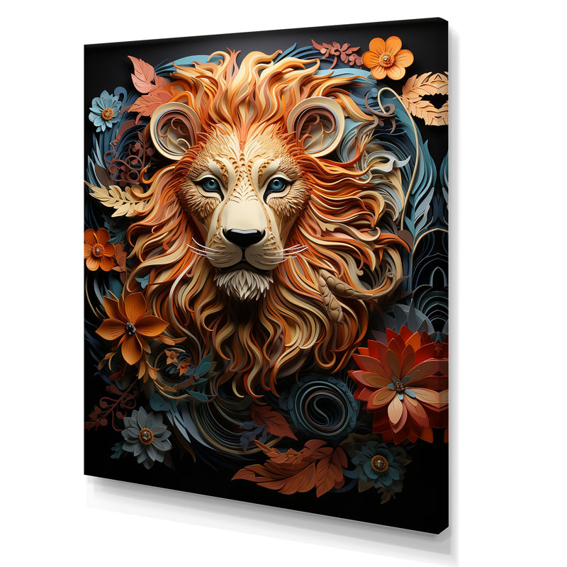 Lions Realm Dominant Presence - impression, Toile tendue, H 44 po x l 34 po x P 1,5 po