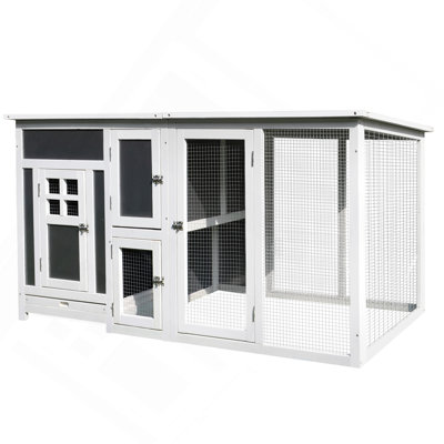 Poulailler d'extérieur 63 po en bois, cage à poules avec aire de nidification, nichoir, poulailler avec toit imperméable, plateau amovible