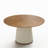 59 Inch Round Dining Table With Genuine Leather Base Parquet Craft Top For Dining Room, Modern Luxury Table