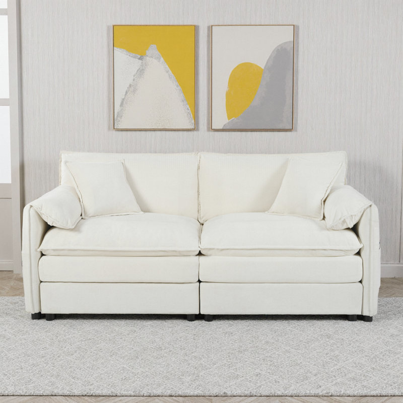Canapé surdimensionné en chenille de 75 po | Siège profond de 29,9 po, combinaison de bricolage modulaire, canapé 2 places avec 5 coussins, velours sans assemblage
