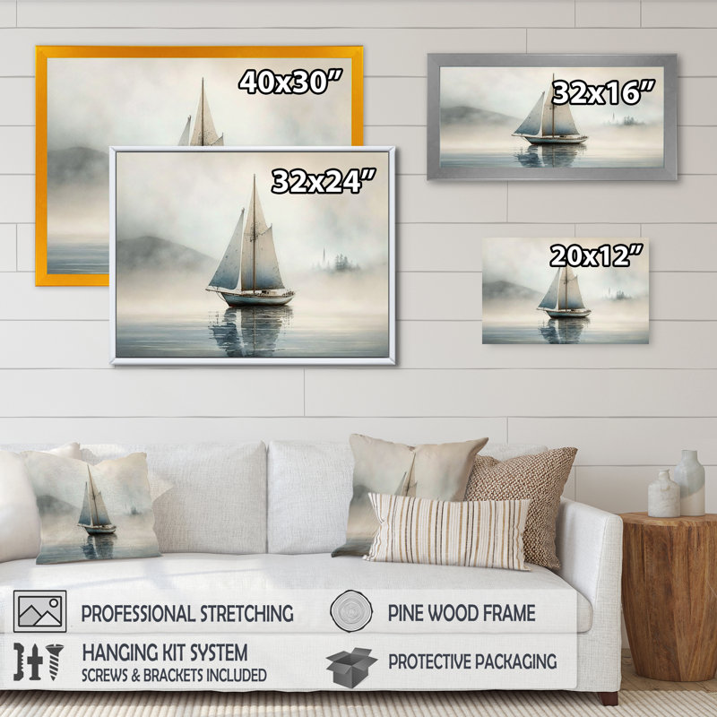 Boat on the Lake I - Print on Canvas, 30" H x 40" W x 1.5" D, Wrapped Canvas