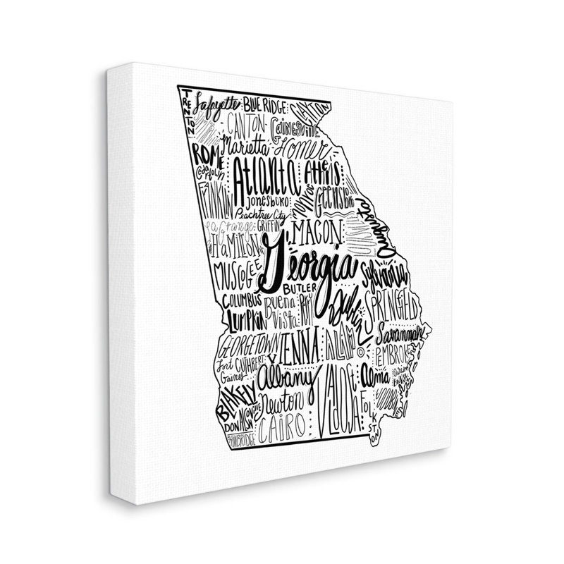 «Georgia State Map Shape City», impression sur toile tendue, H 17 po x l 17 po x P 1,5 po