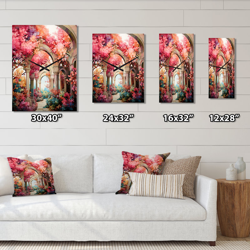 Horloge murale moderne rose, Grand
