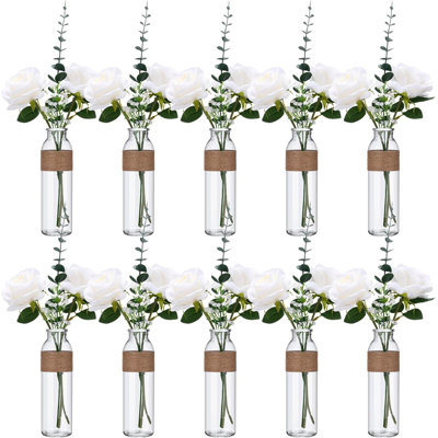 10-piece Clear Glass Vase & Artificial Flower Centerpiece Set With Rope