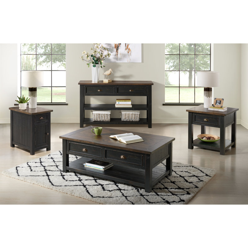 Holliman Solid Wood Single Coffee Table, Black/Brown