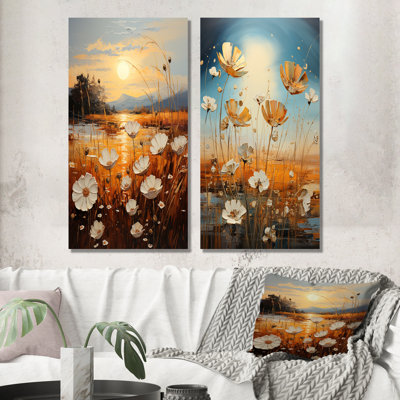 Serene Sunner Flowers Field - Wildflowers, ensemble de 2 décorations murales
