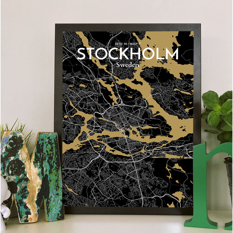Stockholm City Map - No Frame Print, 43cm H x 28cm W x 0.13cm D