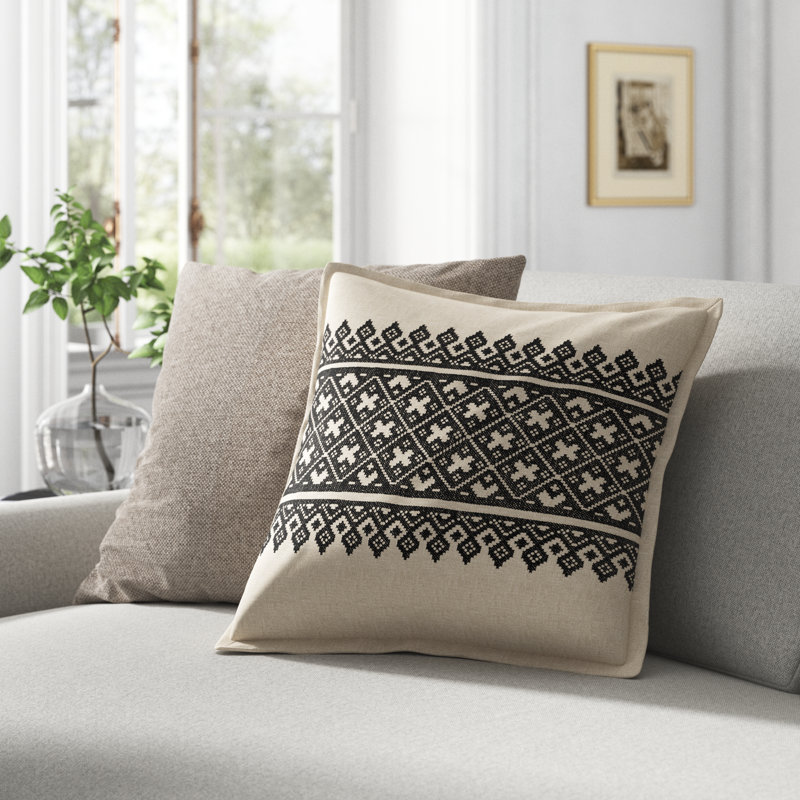 Coussin Pentas, 22 po x 22 po, Moutarde / kaki, Polyester / Bourre en polyester