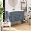 Meuble-lavabo mural simple de style français avec lavabo en céramique et porte à fermeture en douceur-129937462