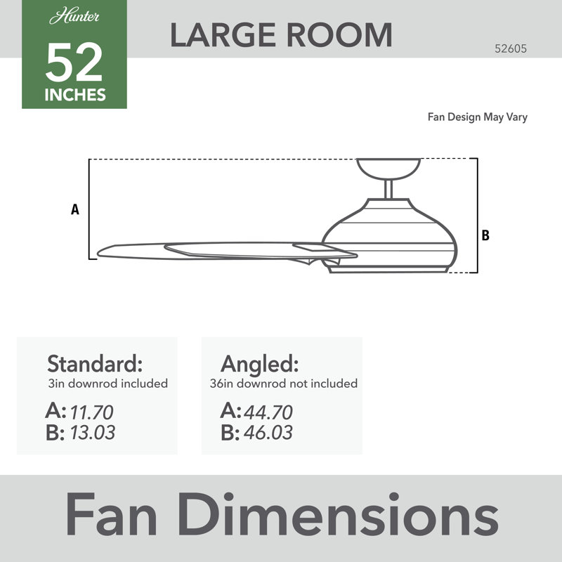 52 inch Malden Ceiling Fan with LED Light Kit and Handheld Remote, Black, Matte Black
