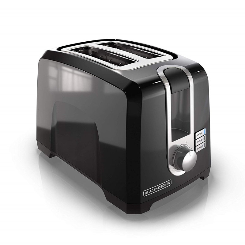 Grille-pain 2 tranches Black + Decker, T2569B, fentes très larges, 6 réglages d'ombrage, 850 watts, plateau de coupe, bouton d'annulation