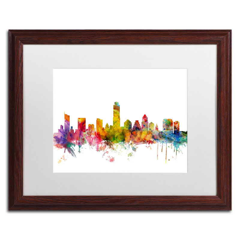 Horizon austin texas, impression encadrée, H 16 po x l 20 po x P 0,5 po, Blanc, Cadre brun