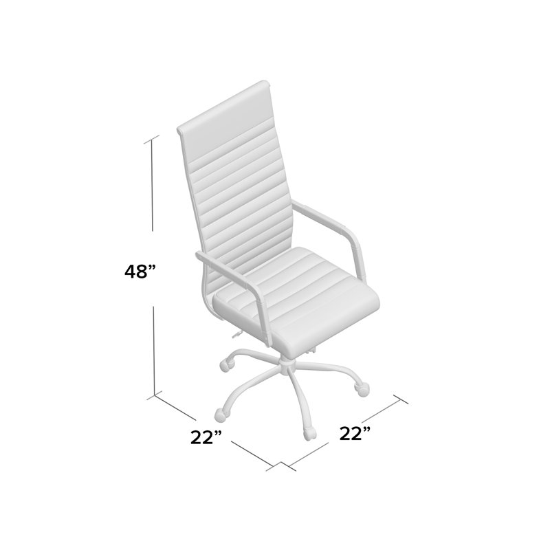 Fauteuil de conférence en cuir synthétique à haut dossier, Noir