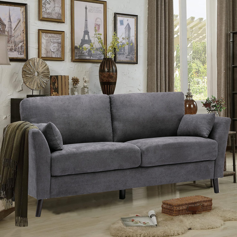 Thorwe 77'' Velvet Sofa, Dark Gray Velvet