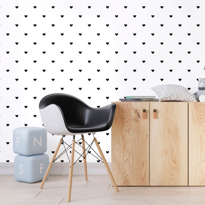 Rouleau de papier peint Knierim Smooth, Blanc et noir, L 96 po x l 24 po