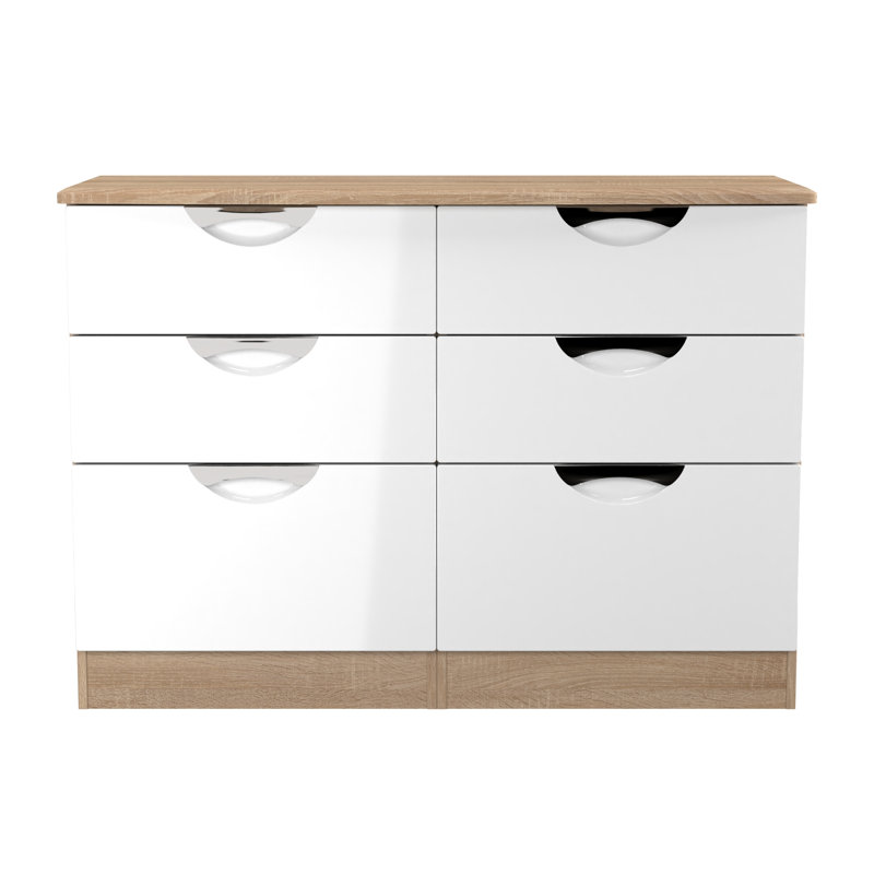Bhodhini 112cm W 6 - Drawer Chest of Drawers, White