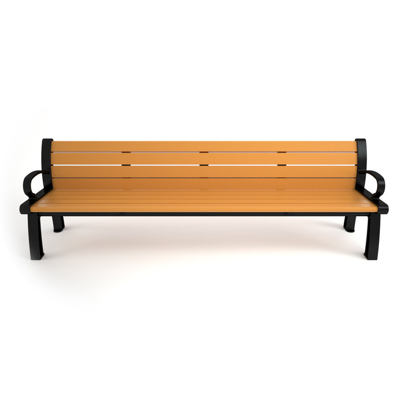 Banc de parc en plastique recyclé Heritage, 4 pi, Noir, Cèdre