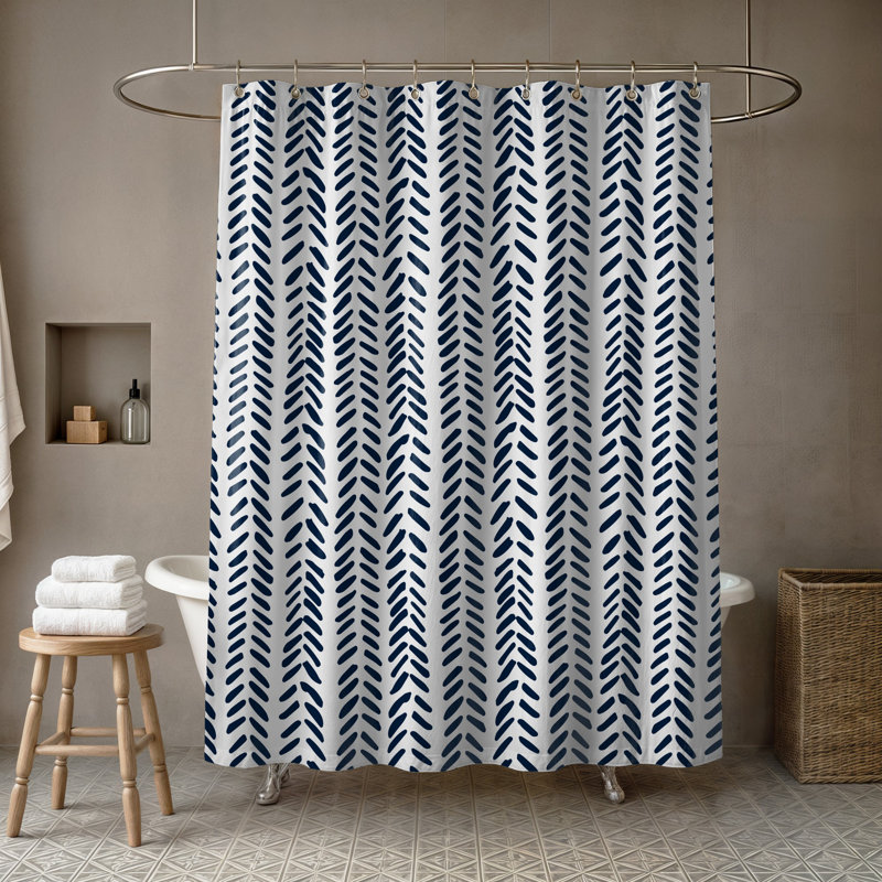 Rideau de douche simple Alline, Bleu marine