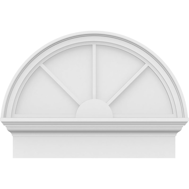 Demi-cercle à 3 branches de fronton en PVC de qualité architecturale, H 18 3/4 po x l 24 po x P 2 3/4 po