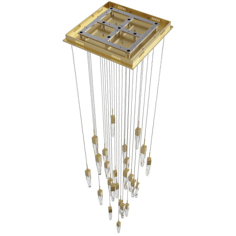 Lustre cascade 25 lumières Aspen, Laiton brossé
