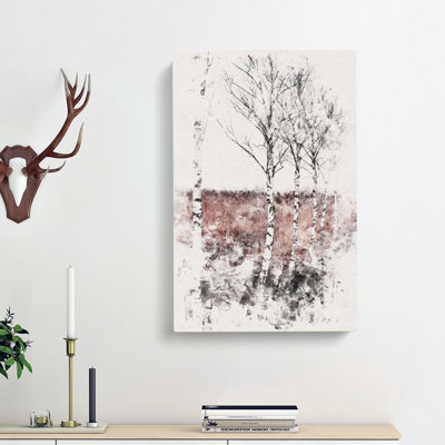 Row of Birch Trees - Wrapped Canvas