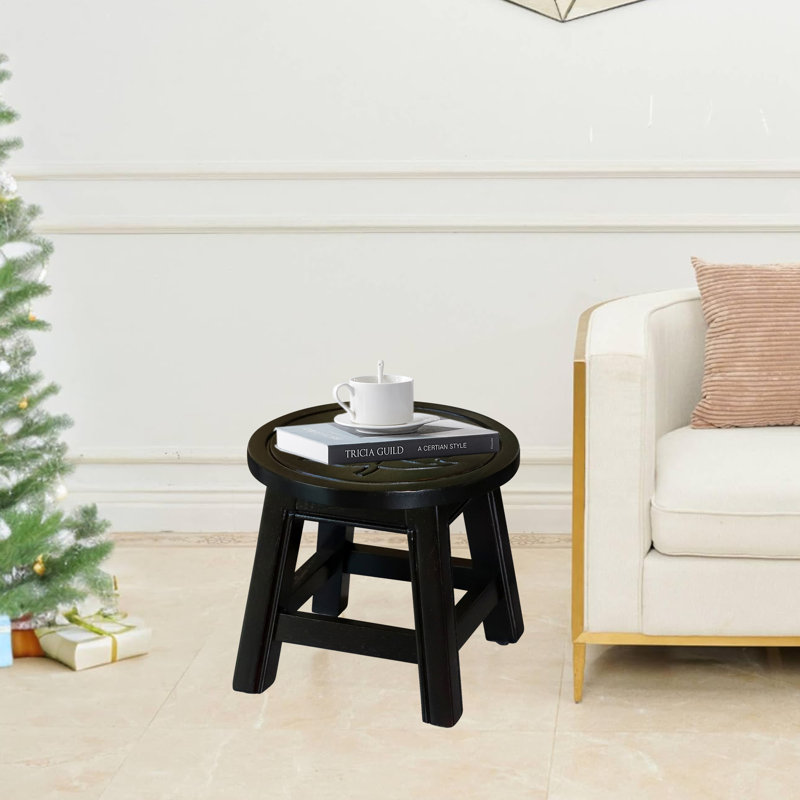 Marchepied en érable à motif sculpté en bois pour adultes et enfants, espresso
