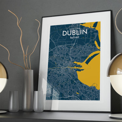 Dublin City Map In Amuse - No Frame Print
