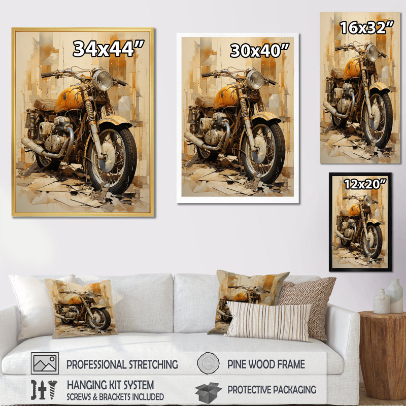 Minimalisme moto III, H 32 po x l 16 po x P 1 po, Cadre simple noir