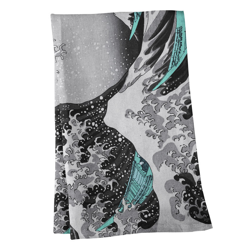 Serviette de thé magnifique wave, Sergé de coton, Brun clair / Vert