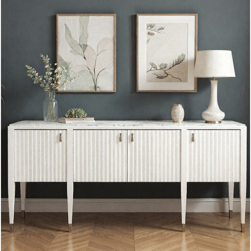 Eave Sideboard With Stone Top | Uplifting White, White