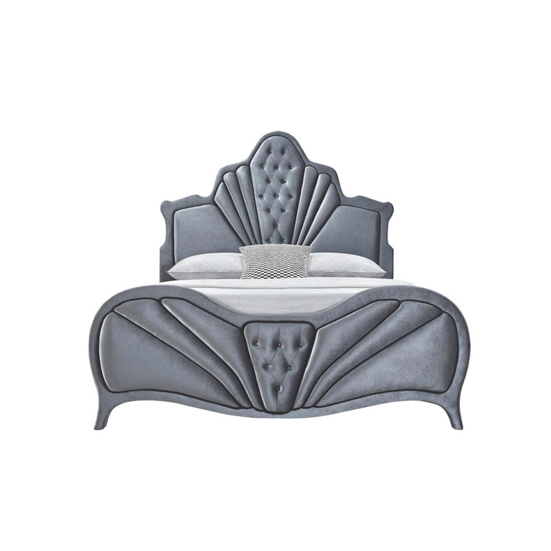Lit en velours gris Dante