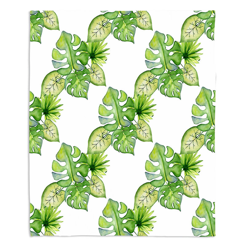  Jeté à feuilles tropicales, l 68 po x L 80 po