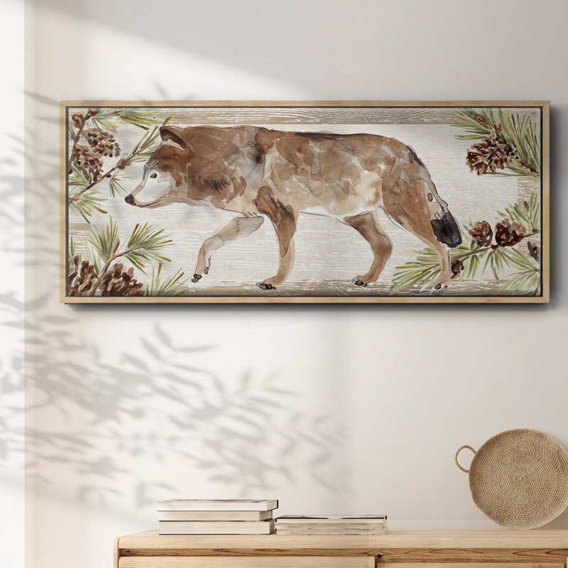 Rustic Barnwood Animals Collection D- Framed Canvas, 12" H x 30" W