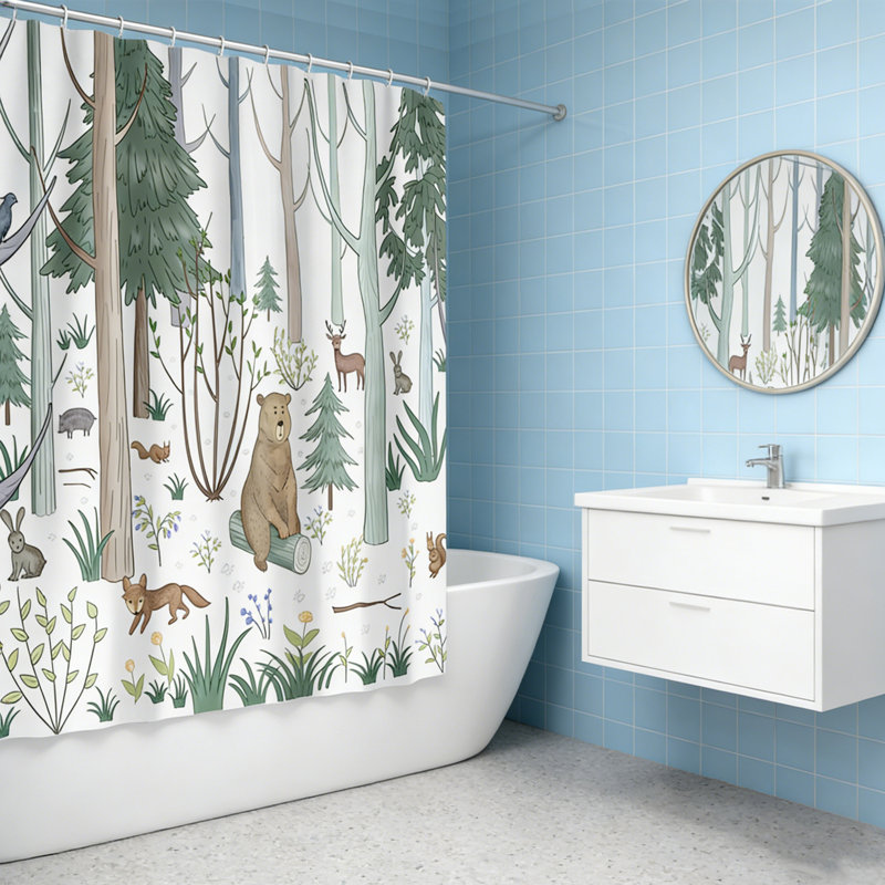 Ensemble de rideau de douche Rustic Forest