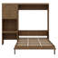 Lit escamotable avec bureau, armoire de rangement, lumière DEL, cadre de lit mural pliable Farmhouse, tablettes de rangement multiples-133280384