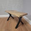 Wooden Dining Table with X-Shaped Iron Legs and 4 Metal Chairs and Bench Modern Dining Set (75cm)-377440838-377440839