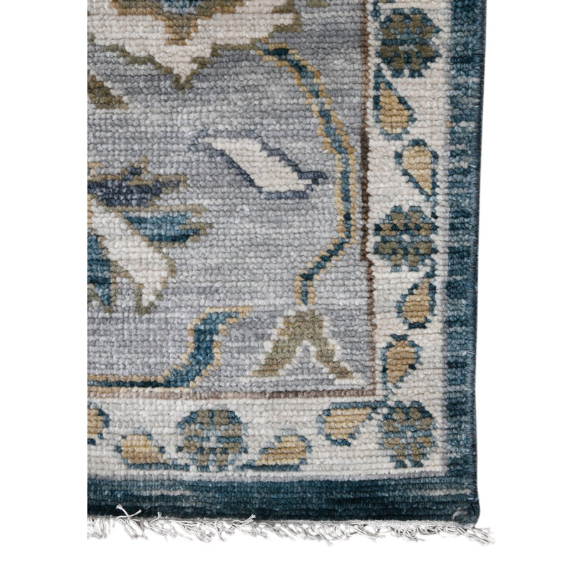 Blu Hand Knotted Wool Oriental Area Rug, Rectangle 10' x 14'
