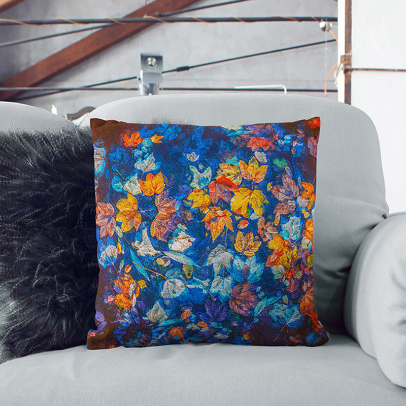 Autumn Leaves Cushion with Filling, 55cm H x 55cm W x 20cm D