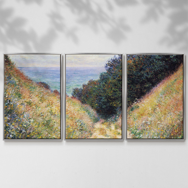 Pourville # 1 par Monet 3 pièces, H 36 po x l 75 po x P 2 po, Argent