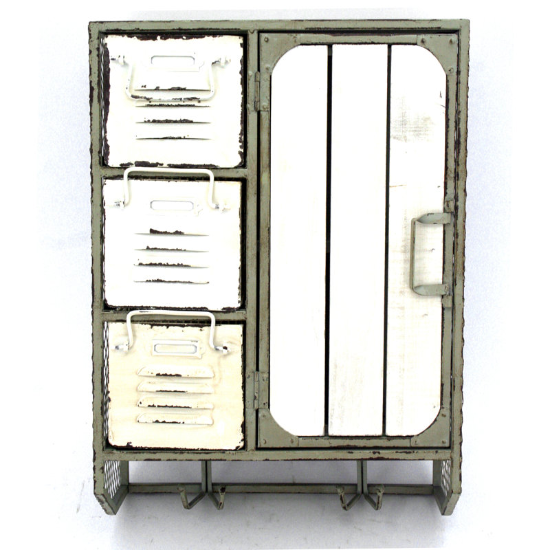 Metal Wall Organizer with Key Hooks