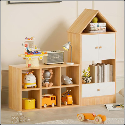 Versatile Children's Bookshelf with House-Shaped Design for Play and Storage