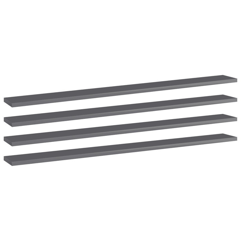 Adiy 4 Piece Wood Bracket Shelf, High Gloss Grey, 1.5cm H x 100cm W x 10cm D