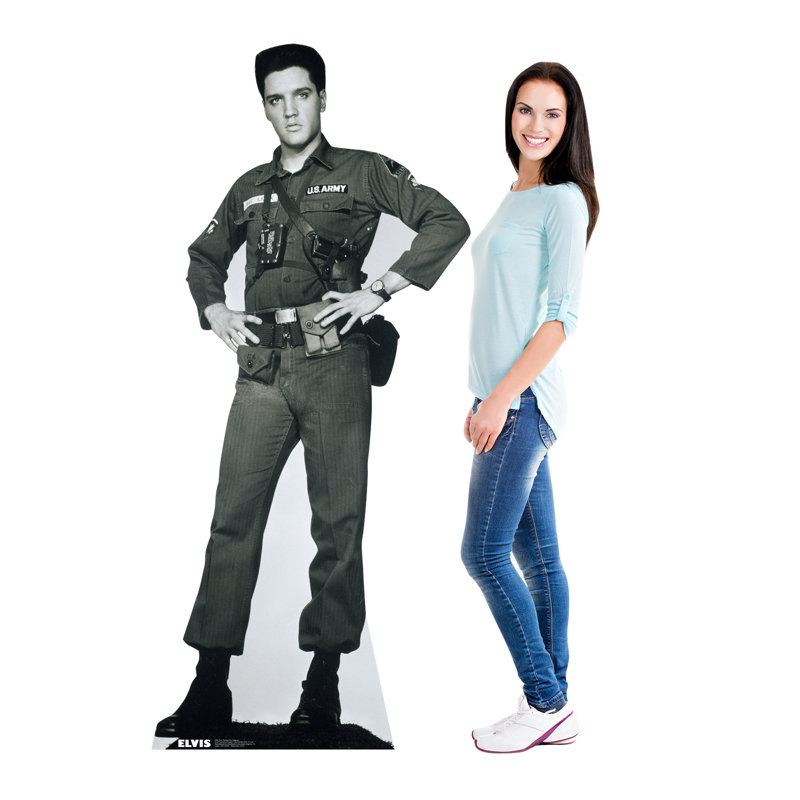Lifesize Elvis Presley Army Fatigues Cardboard Standup