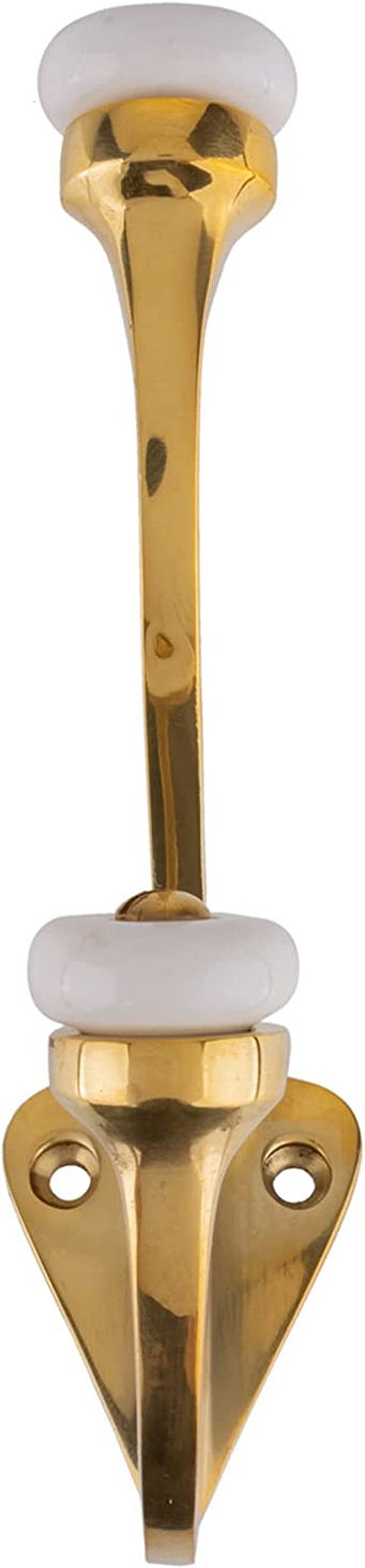 Double Polished Brass with Ceramic Knobs Hat and Coat Hall Tree Hook