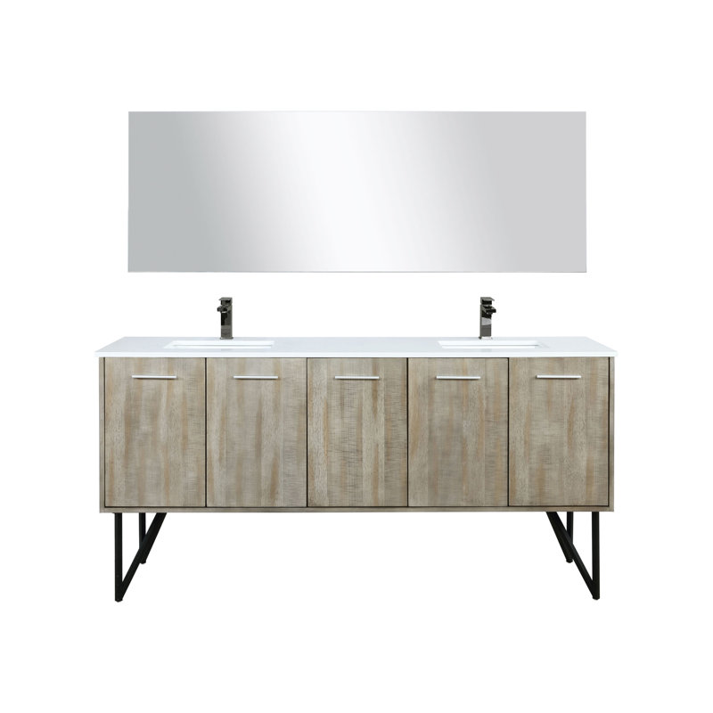 Ensemble de robinet de meuble-lavabo double L 72 po x P 20 po Lancy, Marbre de culture blanc