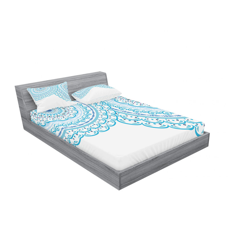 Mandala Wedding Invitation Card Microfiber Sheet Set, Queen Sheet Set with Fitted Sheet
